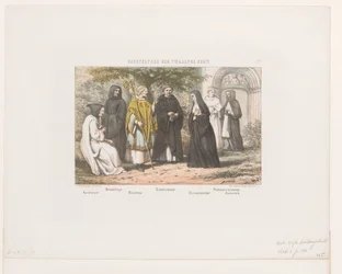 Dräkter av prästerskapet i det tolfte århundradet Clerics of the Twelfth Century (titel på objekt)