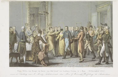 Prins av Orange hemma hos greven av Limburg Stirum, 1813 Prins William av Orange hemma hos greven av Limburg-Stirum i Haag. (30 november 1813) (titel på objekt)