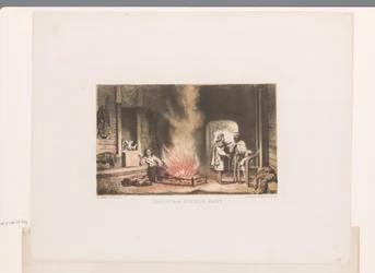 Interiör av en saxisk gård Hall of a Saxische Hoeve (titel på objekt)