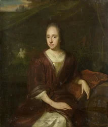 Porträtt av Margaretha Nelis (1652-17050, andra hustru till Casparus Commelin).