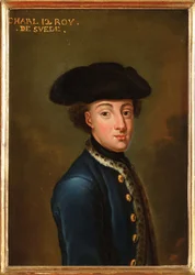 Charles XII ou Carl de Suede - Porträtt av kung Karl XII av Sverige (1682-1718), av Krafft, David, von (1655-1724). Olja på kartong. Mått: 22,5x17 cm. Privat samling