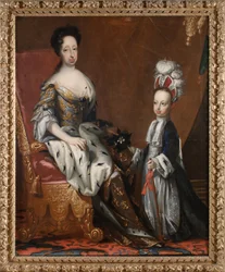 Hedvig Eleonora (1636-1715), prinsessa av Holstein-Gottorp, drottning av Sverige, och hennes barnbarnsbarn Karl Fredrik (1700-1739), hertig av Holstein-Gottorp, 1704