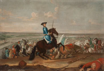 Le roi Charles XII (Carl de Suede) (1682-1718) vid slaget vid Narva