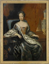 Porträtt av Hedwig Eleonora de Holstein Gottorp (1636-1715), drottning av Sverige och Finland (Hedvig Eleonora av Holstein-Gottorp, drottning av Sverige) - Målning av David von Krafft (1655-1724), olja på duk (143x107 cm) - Privat samling