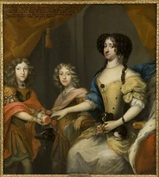 Prinsessan Anne Sophie av Danmark och hennes två söner, John George IV av Sachsen (1668-1694) och Frederic Augustus av Sachsen (Augustus II, kung av Polen) (1670-1733) - Anna Sophie av Danmark (1647-1717), kurfurste av Sachsen med sönerna John George och F