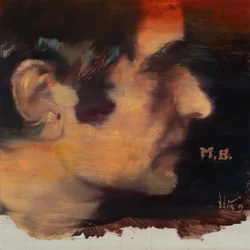 Marcel Broodthaers 18 (M.B.), 2023 (olja på linne)