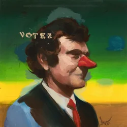 Marcel Broodthaers 19 (Votez), 2023 (olja på linne)
