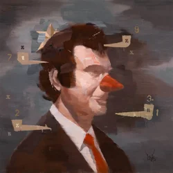 Marcel Broodthaers 26, 2025 (olja på linne)