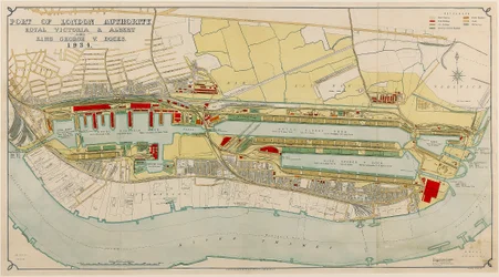 Royal Victoria and Albert och King George V Docks 1934, ca 1934 (tryck)