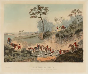 [Rävjakt] set om fyra: (4) Räven springer till jorden / View of Popes Pit, nära Walton Heath