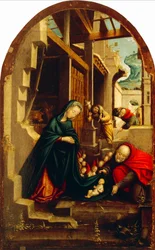 Nativity med beundrande änglar och herdar, av Defendente Ferrari (aktiv ca 1500-1535)
