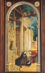 Perspektiv målat av Defendente Ferrari (1480 eller 1485-1540), på den bakre delen av 1500-talskören, Church of Saint Jerome, Biella. Italien