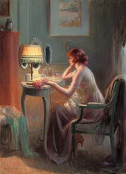 Reflections by Lamplight (olja på duk)