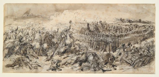Battle Scene (Studie för The 2nd Light Cavalry som motstår arabernas angrepp)