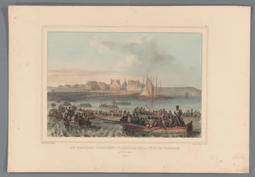 Fransen veroveren het Vlaams Hoofd, 1832 Fransmännen tar chefen för Flandern i besittning (titel på objekt) Teckningar gjorda av livet vid belägringen av Citadellet i Antwerpen av Raffet (serietitel på objekt)