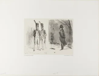 Ark med skiss (Grenadier of the Guard, Napoleon in a Bivouac)