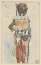 Uniformstudie Line sapper. Lätt infanteri 1827 (titel på objekt)