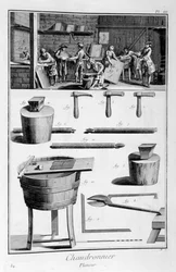 Interiör av en järnhandlare och instrumentplaner, 1751-1777