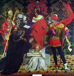 John Cabot och hans söner tar emot chartern från Henry VII för att segla på jakt efter nya land