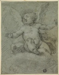 Putto sittande på moln