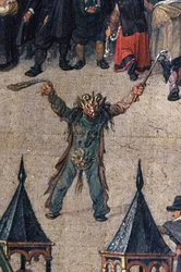 Ärkehertiginnan Isabellas triumf i Ommeganck i Bryssel den 31 maj 1615, detalj av en figur i en djävulsdräkt, 1615 (detalj av 75629)