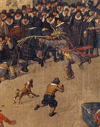 Ärkehertiginnan Isabellas triumf i Bryssel Ommerganck den 31 maj 1615, detalj av folkmassan och en kostym