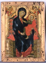Madonna på tronen med barn och två änglar, ca 1300 (tempera på poppelträ)
