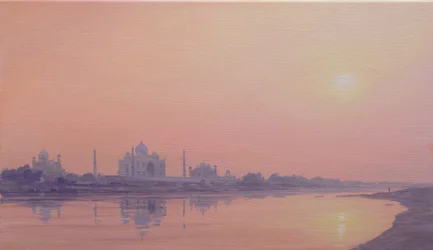 Solnedgång på Yamuna (