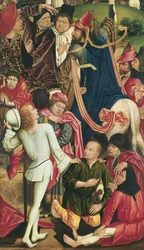 Riddare och soldater spelar Dice for Christs Robe