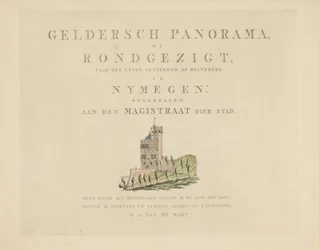 Belvédère i Nijmegen Sevärdheter runt staden Nijmegen (serietitel) Geldersch panorama eller rund vy av livet ritad på Belvedere i Nymegen (serietitel på objekt)