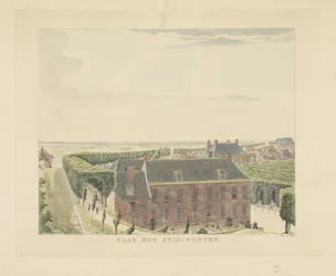 Utsikt över stadsmuren sydväst om Nijmegen I sydväst (titel på objekt) Sevärdheter runt staden Nijmegen (serietitel) Geldersch panorama eller rund vy av livet ritad på Belvedere i Nymegen (serietitel)