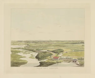 Utsikt över landskapet öster om Nijmegen Till öst (titel på objekt) Utsikter runt staden Nijmegen (serietitel) Gelderland panorama eller rund vy från livet på Belvedere i Nymegen (serietitel)