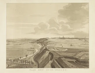 Utsikt över landskapet sydost om Nijmegen I sydost (titel på objekt) Sevärdheter runt staden Nijmegen (serietitel) Geldersch panorama eller rund vy av livet ritad på Belvedere i Nymegen (serietitel)