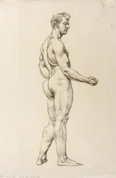 En studie av en mansfigur, ca 1906-07 (svart krita på papper)