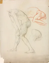 Studier av en hukande figur