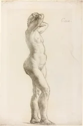 Studie av en kvinnofigur, ca 1906-07 (svart krita på papper)