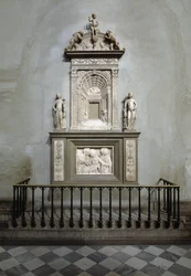 Marmortabernakel av Desiderio da Settignano (ca. 1430-1464) (Sakramentets altare, marmortabernakel), 1461, Florens, San Lorenzo-kyrkan (Sankt Laurentius kyrka), Italien