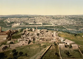 Allmän vy, Jerusalem, heliga landet, c.1890-c.1900 (fotokromtryck)