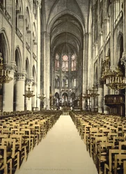 Notre Dame, interiör, Paris, Frankrike, ca 1890-1900 (fotomekaniskt tryck)