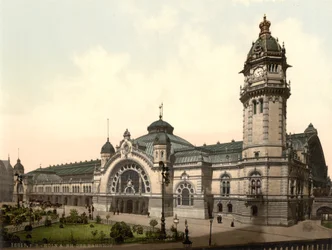 Järnvägsstation, Köln, Tyskland, ca 1900