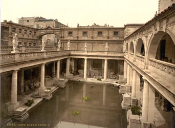 Romerska badet och klostret, Bath, ca 1890-1900 (fotokromtryck)