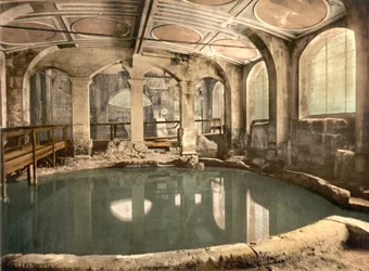Romerska baden och klostret, Circular Bath, Bath, ca 1890-1900 (fotokromatavtryck)