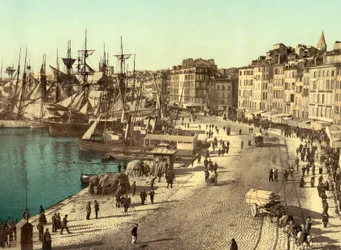 Old Harbour (Vieux-Port), Marseille, Frankrike, ca 1890-1900 (photochrom)