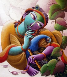 Herren Krishna med påfågel
