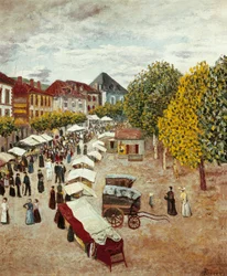 "" The March of Dax in the Landes "" Målning av Dario de Regoyos och Valdes (1875-1913) Privat samling