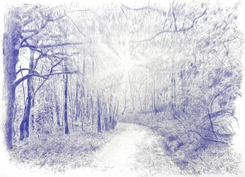Bosque a contraluz, 2023 (bläck på duk)