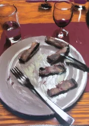 Carne al plato, 2017 (akrylfärg på tryckt foto)