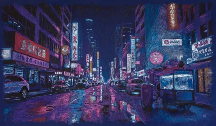 Stimuli på en aveny i HK, 2025 (akryl, bläck och blyerts på tyg)