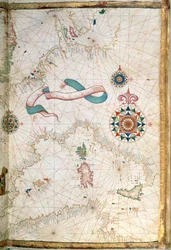 Korsika, Sardinien och Sicilien, detalj från en världsatlas, 1565