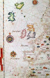 De brittiska öarna, Iberien och nordvästra Afrika, detalj från en världsatlas, 1565